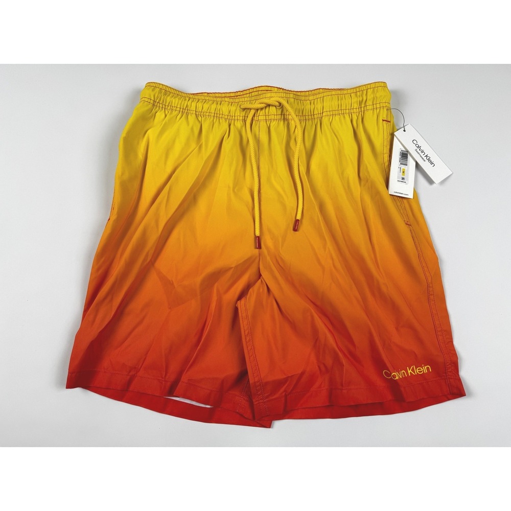 Calvin‎ Klein Ombre Drawstring Swim Shorts Hot Coral Size Medium New With Tags